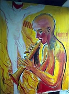 my fluteplayer image(oil on canvas)